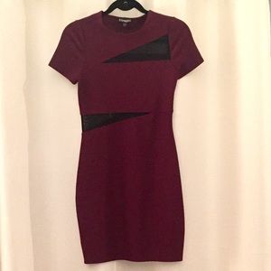 Burgundy dress w/mesh cut out